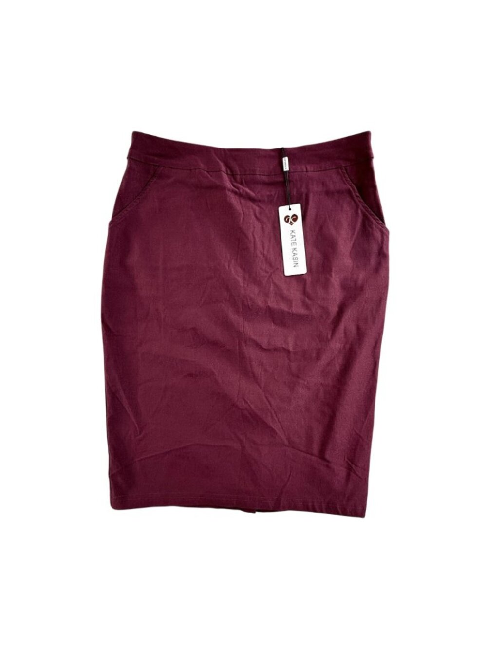 Kate Kasin Skirt Womens Large Red Pencil Stretch Knee Length Pockets Work Office - Picture 2 of 16